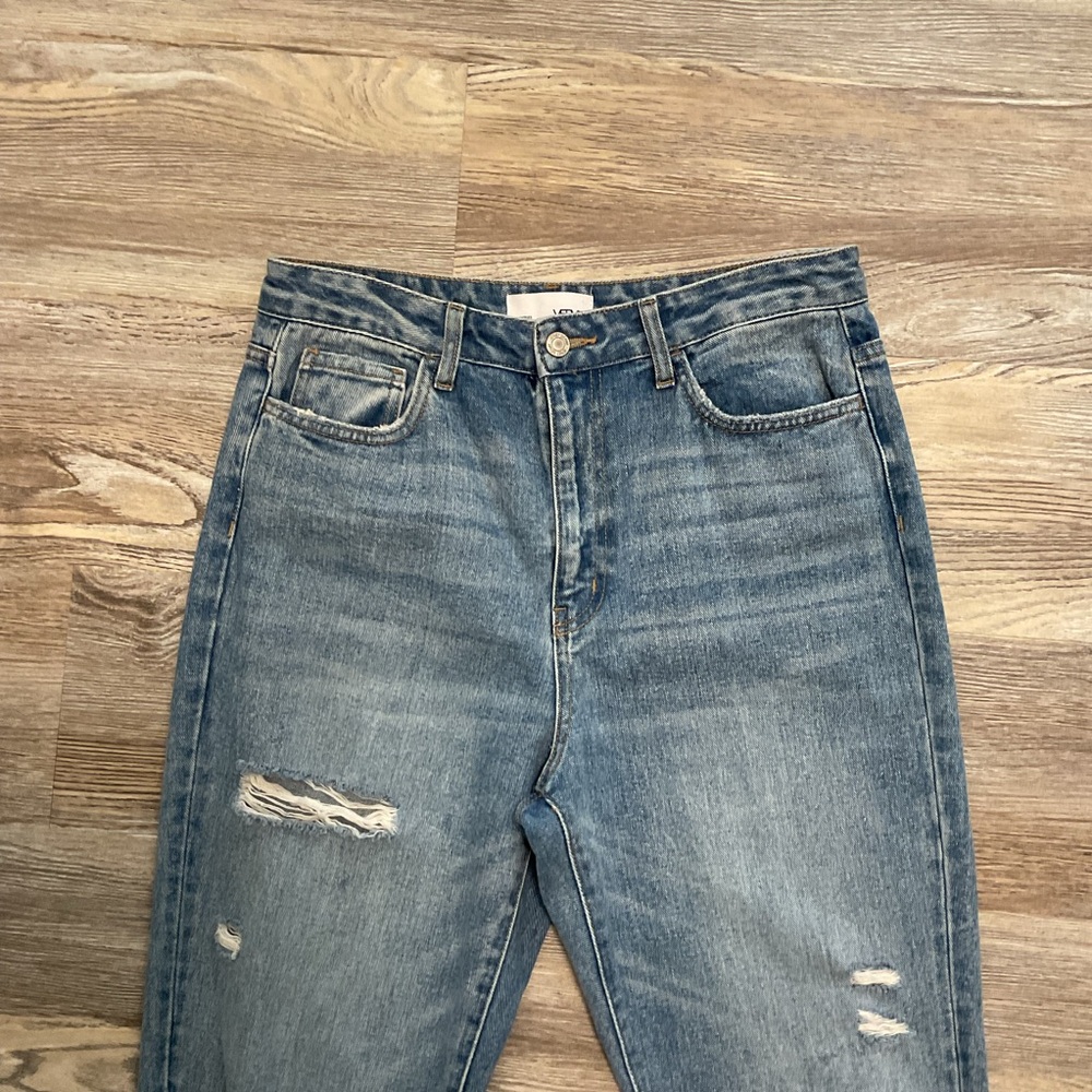Vervet Rendition Emma Distressed Mom High Rise Light Ribse Cotton Ankle Jeans 28 - Picture 5 of 12